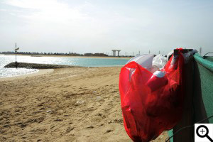 Plastic trash left in the beach
